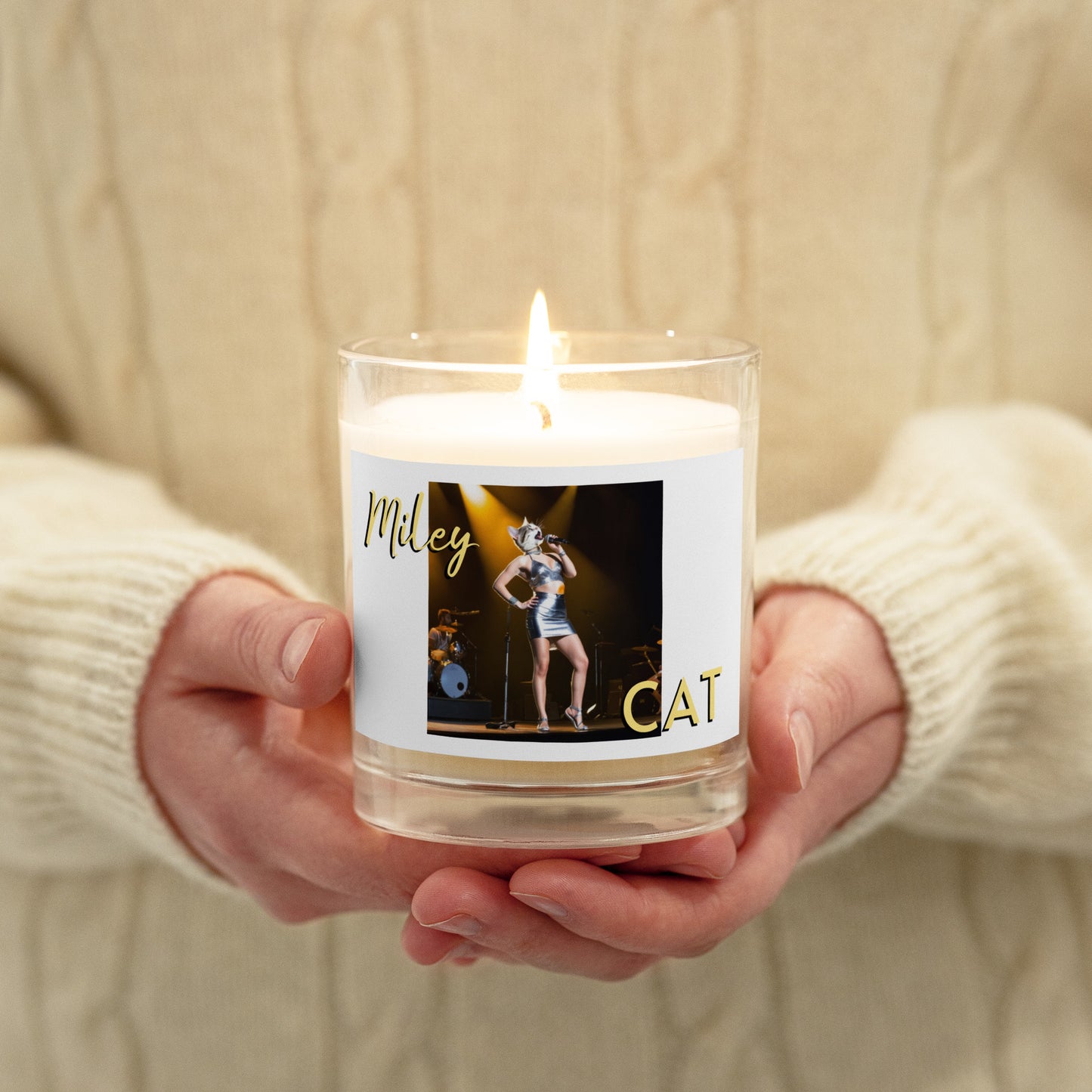 Miley Cat Glass jar soy wax candle