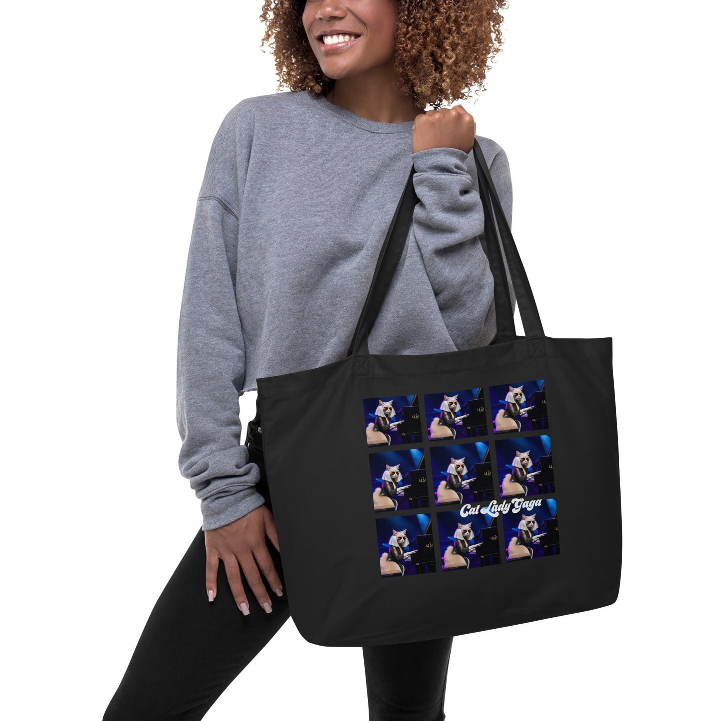 Cat Lady Gaga Large organic tote bag