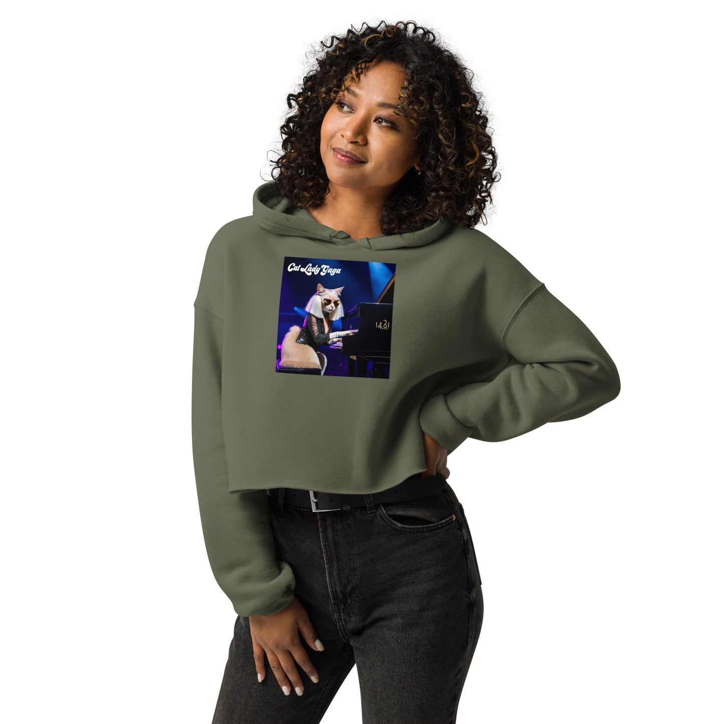 Cat Lady Gaga Crop Hoodie