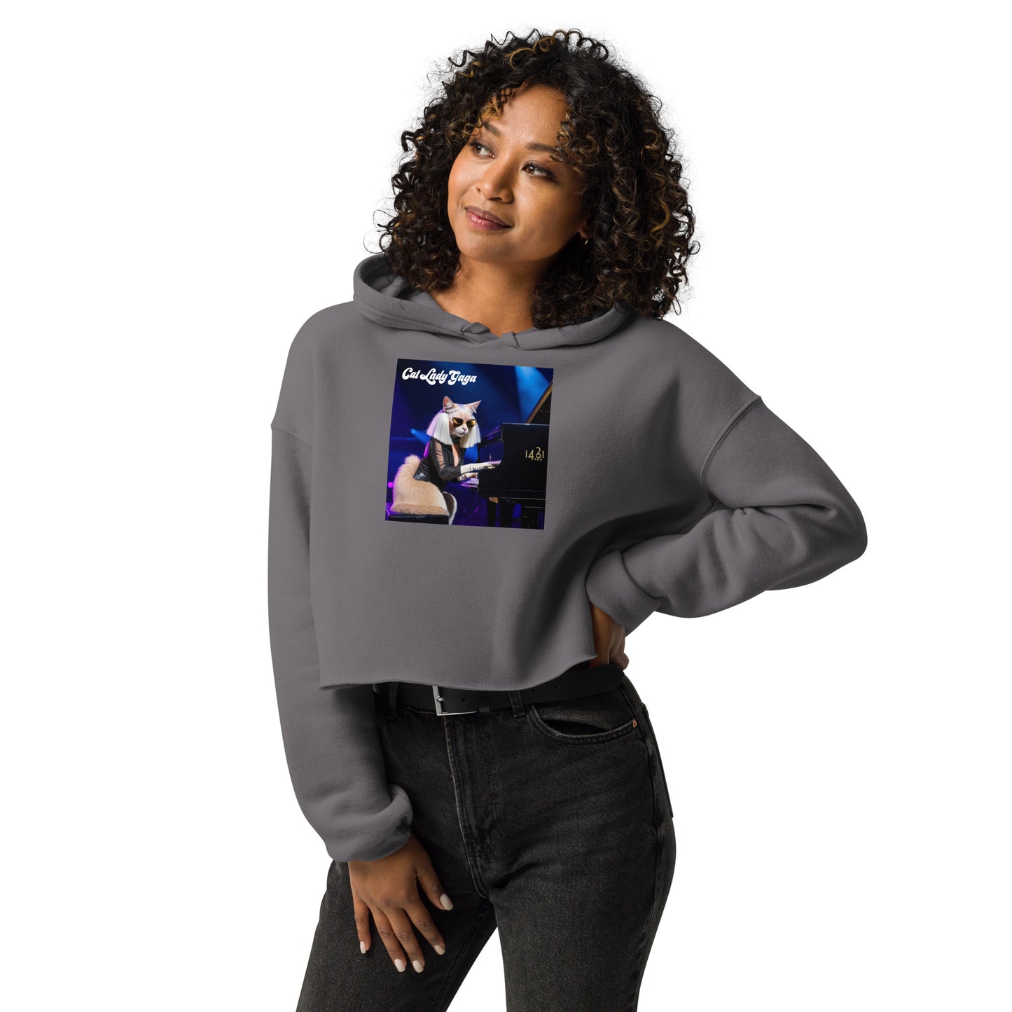 Cat Lady Gaga Crop Hoodie